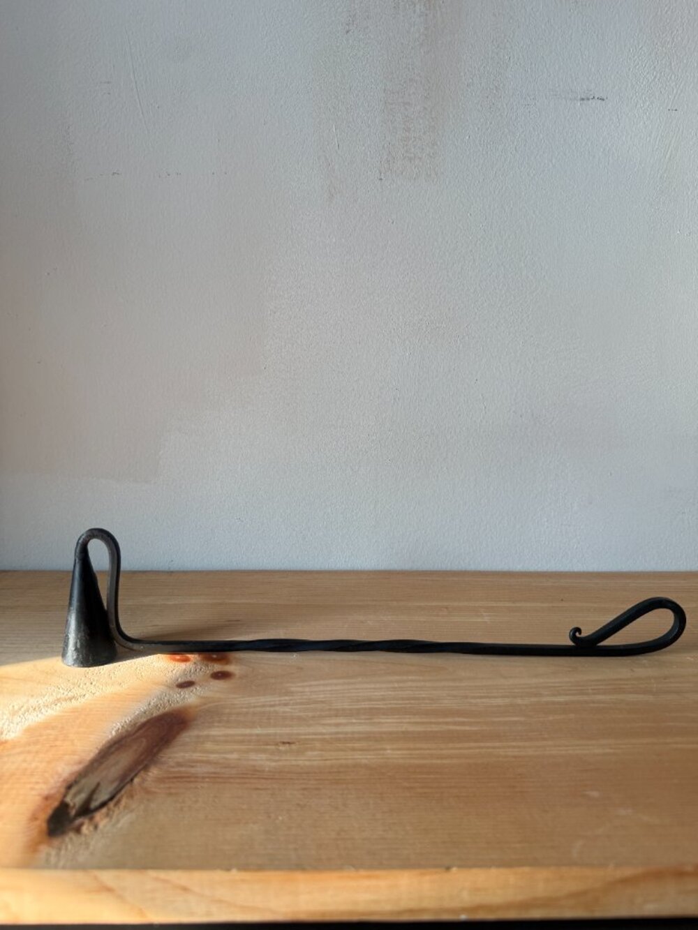 Vintage Spanish Revival Wrought Iron Candle Snuffer | Hand Forged Twisted Stem